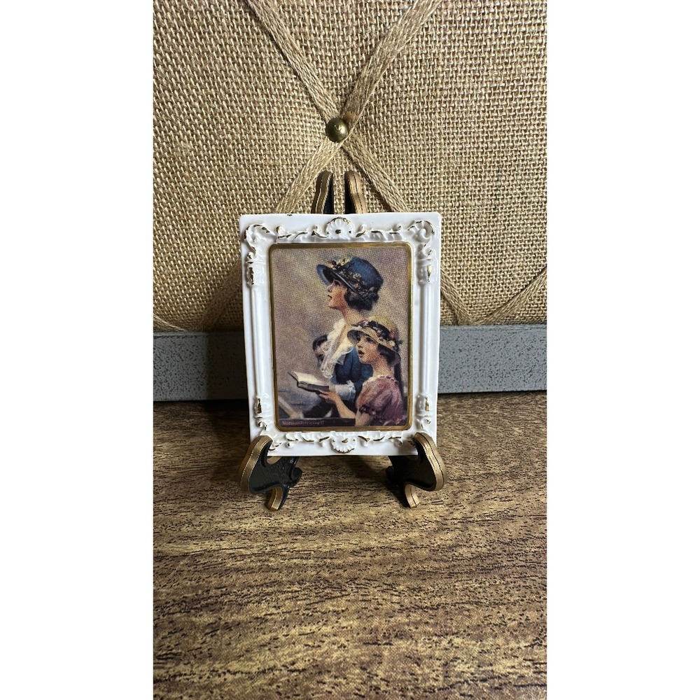 Vintage Porcelain or Ceramic Art Cameo by Norman Rockwell Mother and Daughter